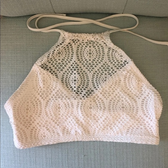 Forever 21 Other - Women’s Ivory Crochet Halter Bikini Top